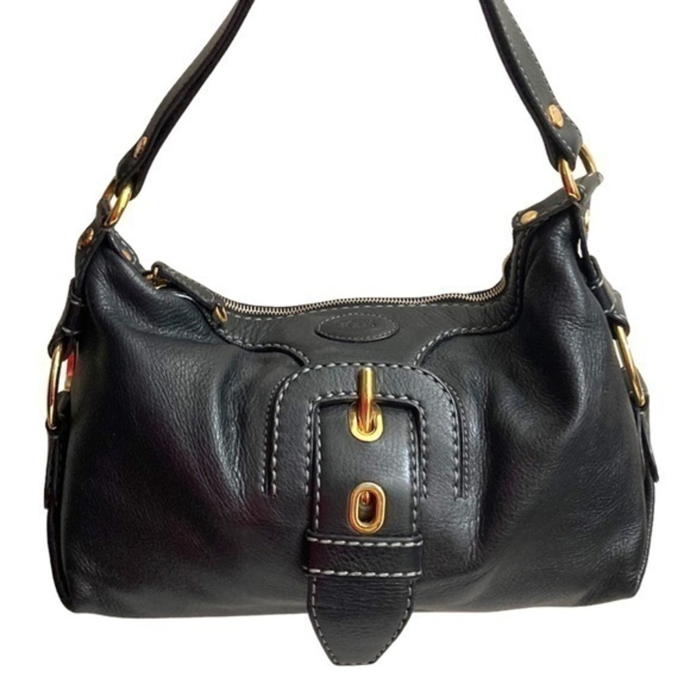 Tods authentic black leather hobo bag